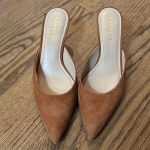 Coach Women's Brown Suede Pointed Mules